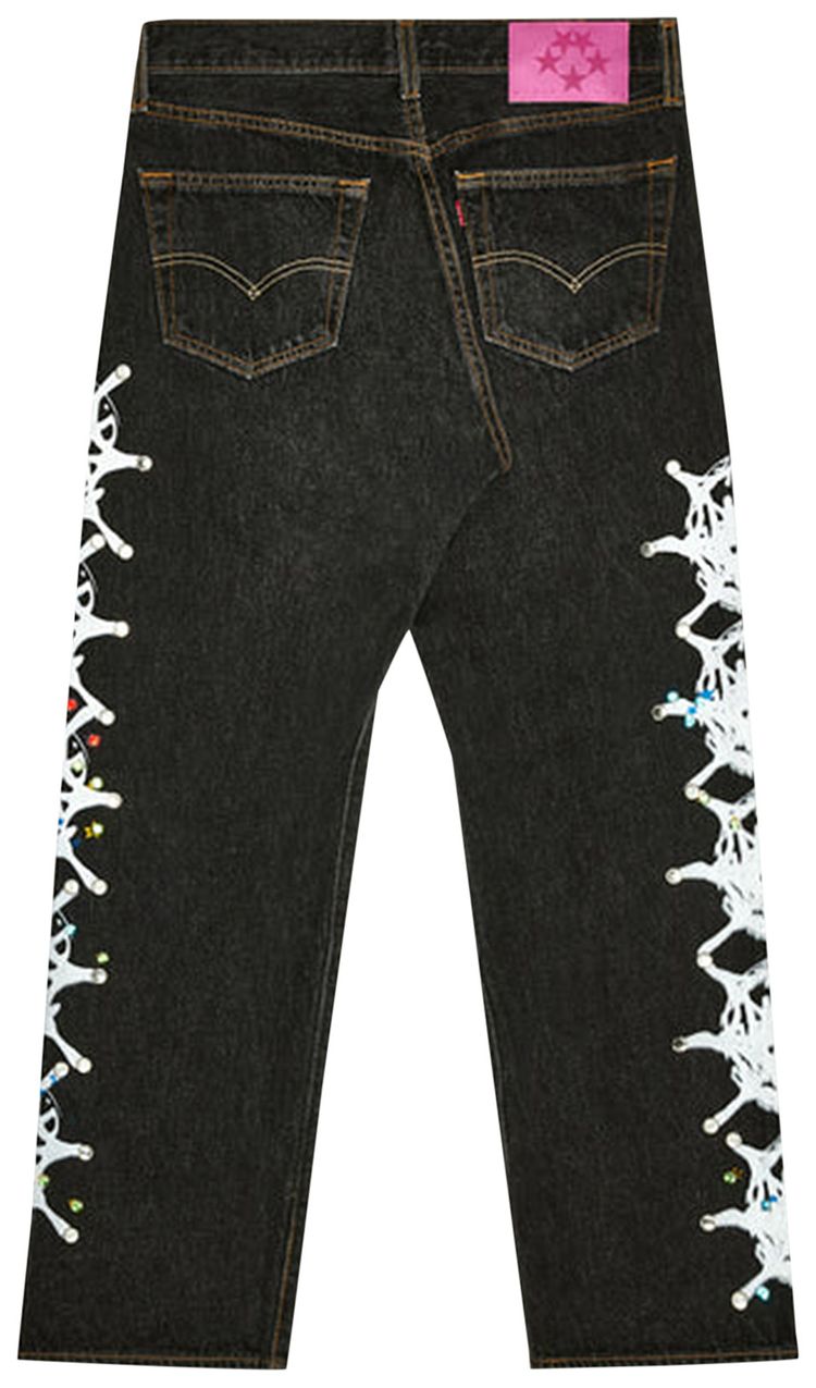 Sp5der Vintage Web And Stone Denim BlackPink