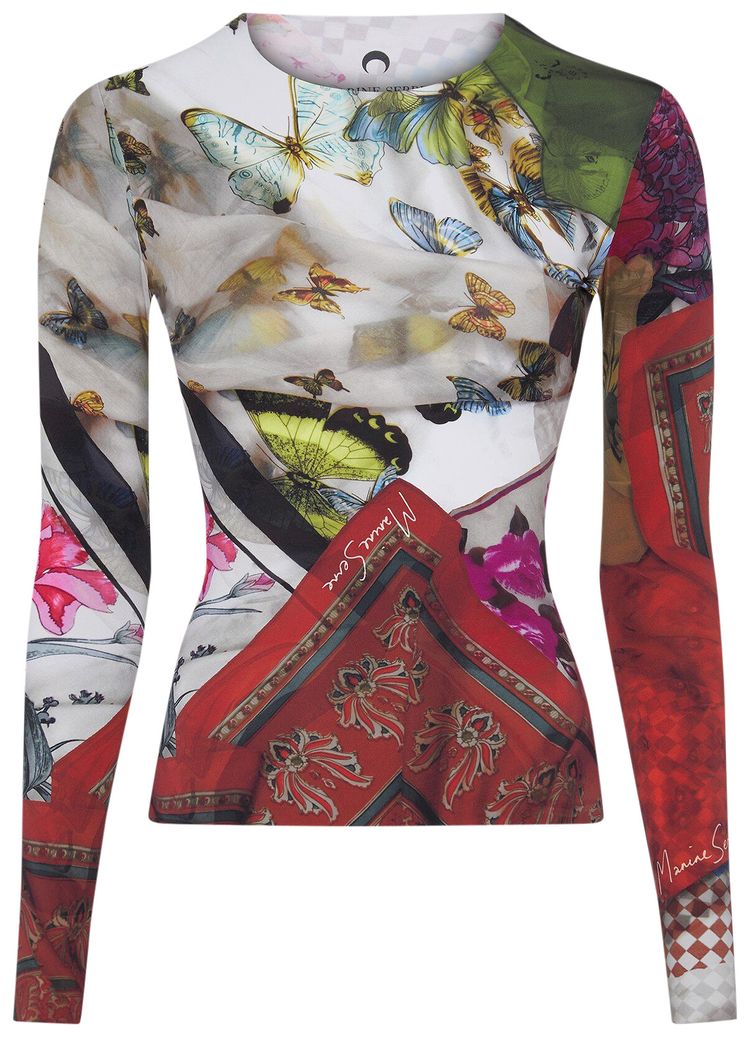 Marine Serre Scarves Print Recycled Second Skin Top Muticolor