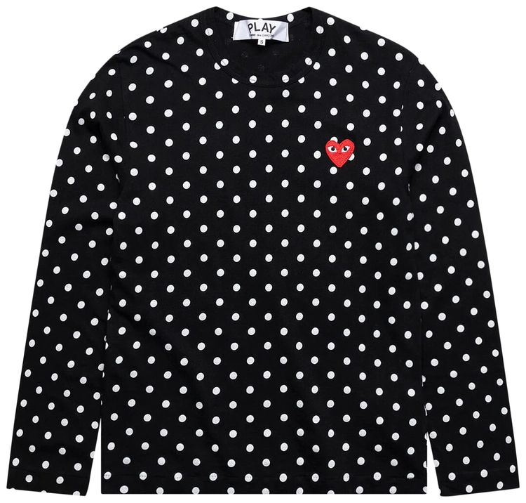 Comme des Garcons PLAY Polka Dot Long Sleeve T Shirt Black