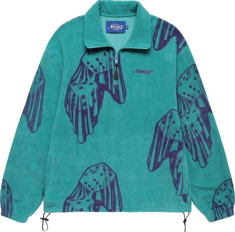 Awake NY Dice Print Fleece Quarter Zip Pullover 'Teal/Purple'
