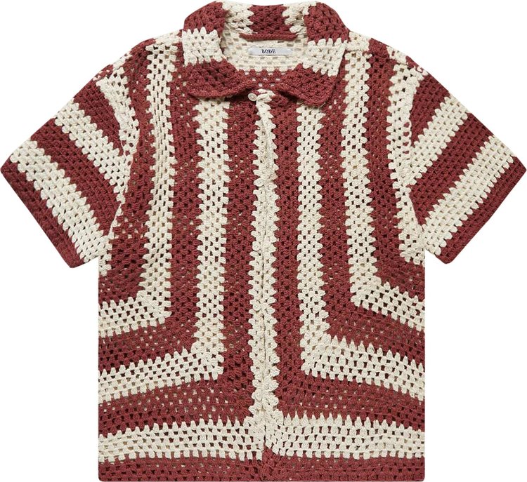 Bode Flagship Crochet Shirt 'Paprika/Cream'