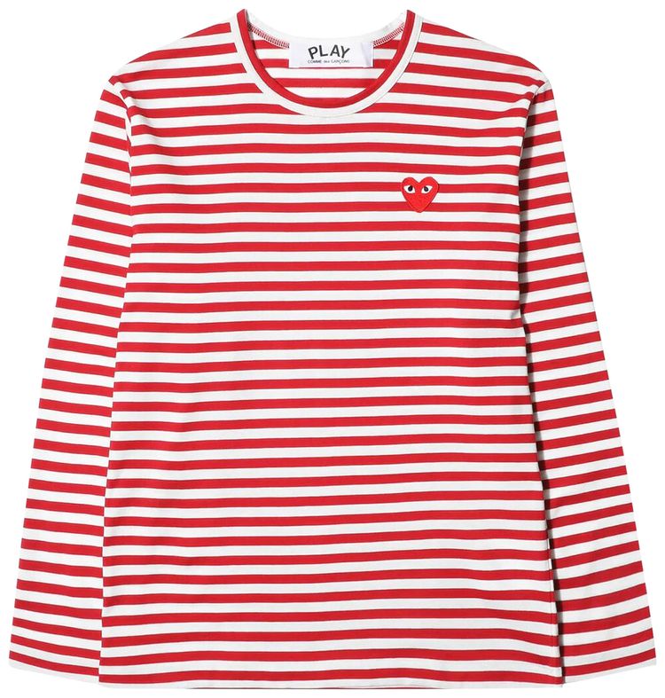 Comme des Garcons PLAY Striped T Shirt RedWhite