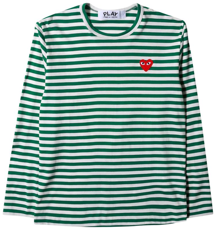 Comme des Garcons PLAY Striped T Shirt GreenWhite