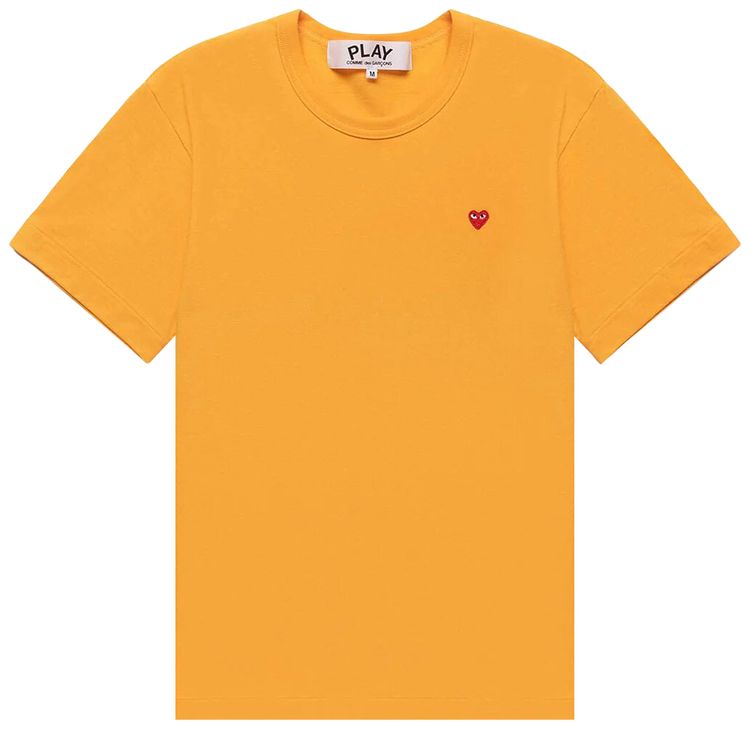 Comme des Garcons PLAY Small Red Heart T Shirt Yellow