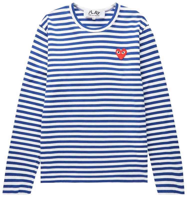 Comme des Garcons PLAY Striped Long Sleeve T Shirt NavyWhite