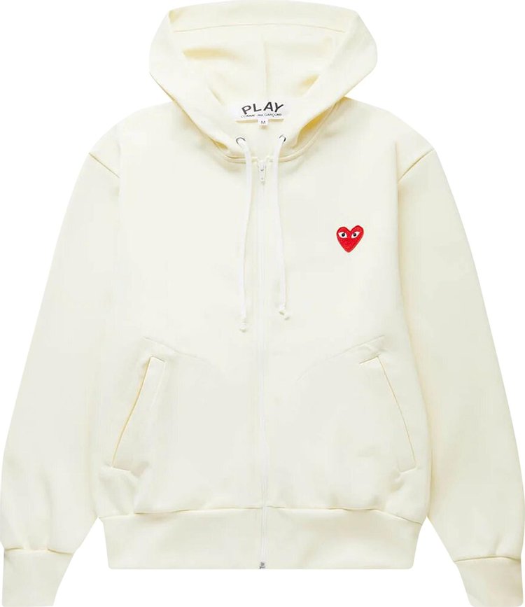 Comme des Garcons PLAY Zip Hooded Sweatshirt Ivory