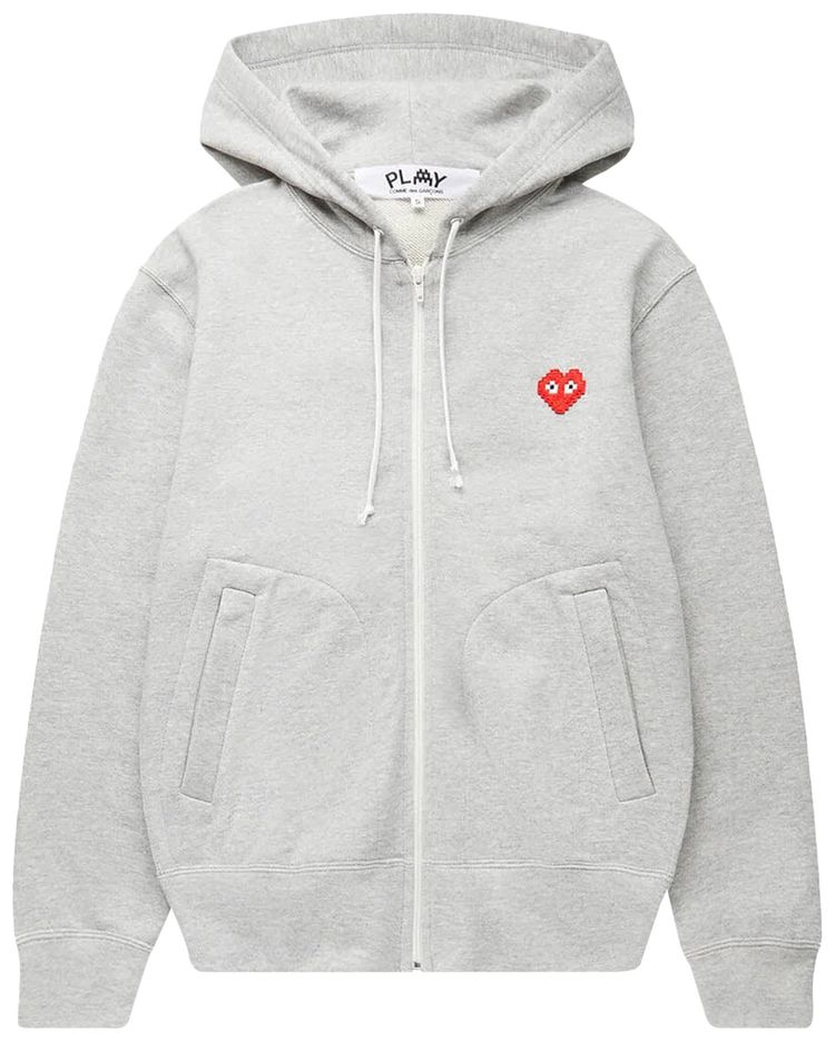 Comme des Garcons PLAY Zip Hooded Sweatshirt Grey