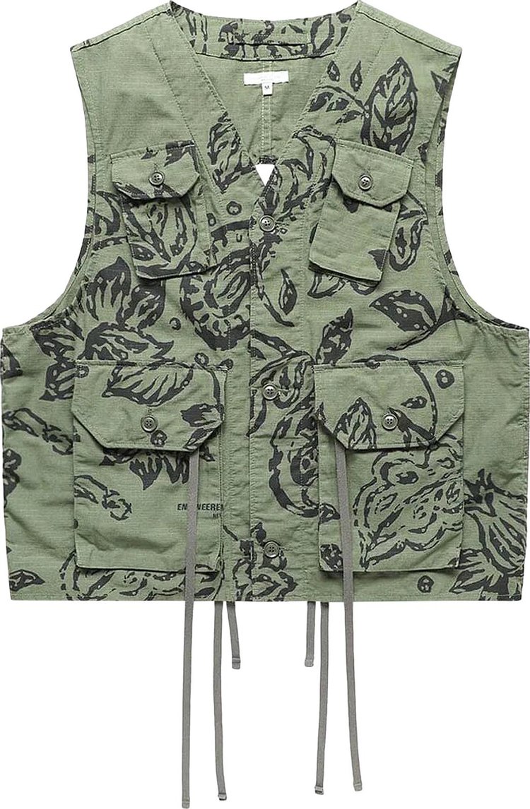 Engineered Garments C 1 Vest OliveFloral