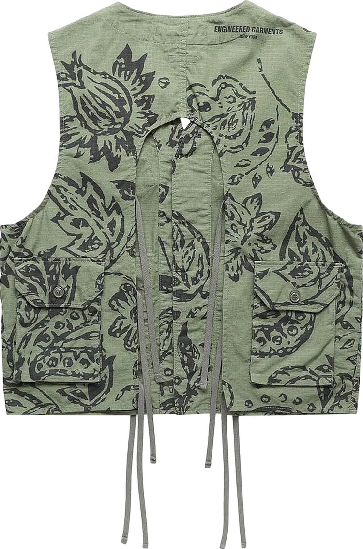 Engineered Garments C 1 Vest OliveFloral