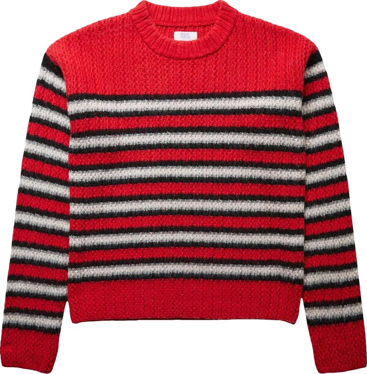 ERL Knit Striped Crewneck Sweater 'Red'