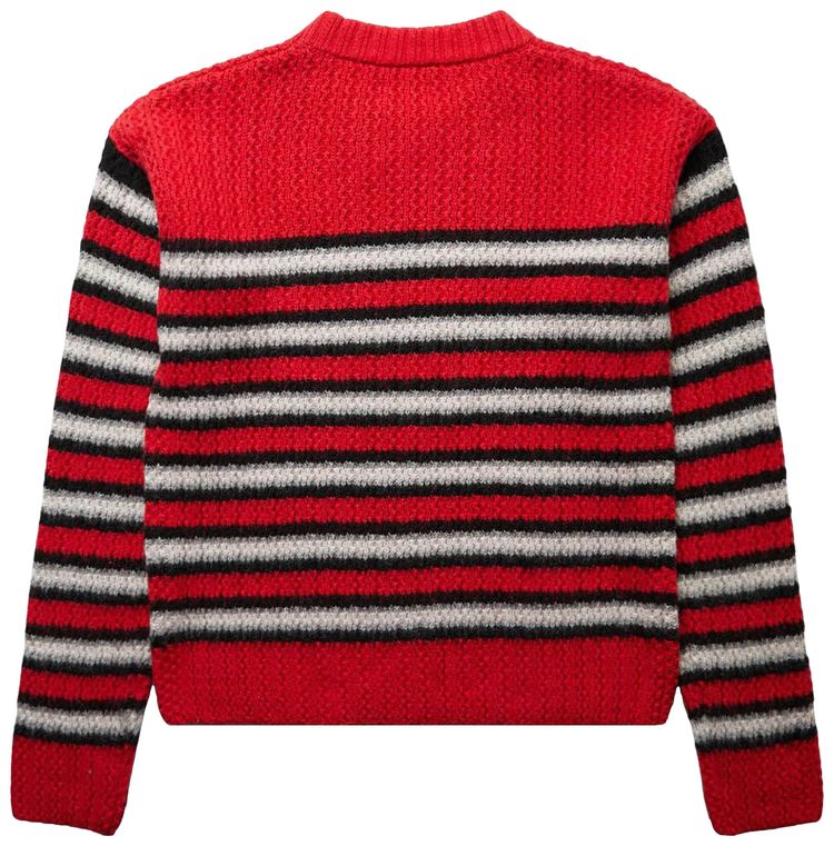 ERL Knit Striped Crewneck Sweater Red