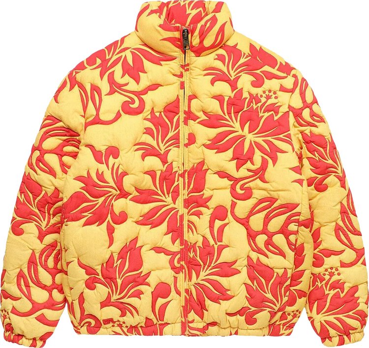ERL Printed Woven Quilted Puffer Coat 'Tropical Flowers'