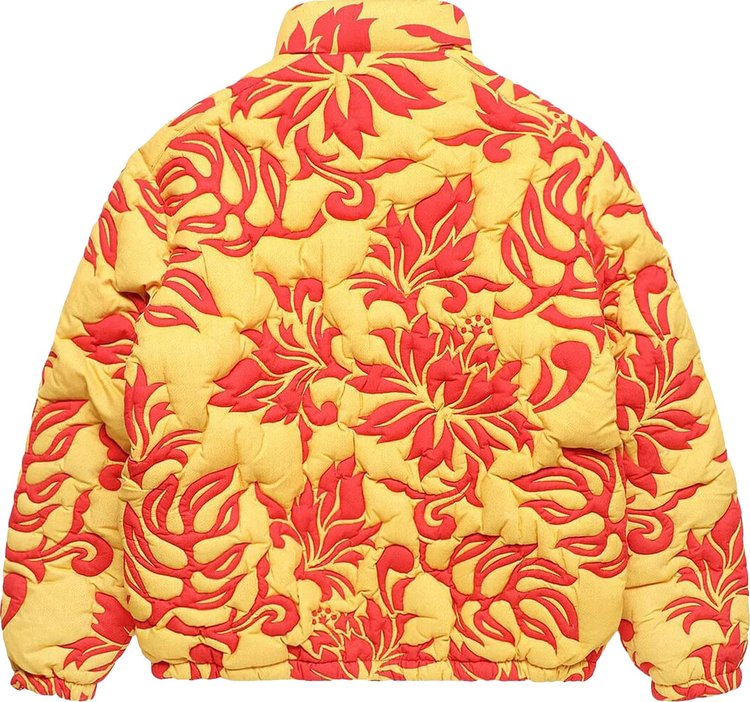 ERL Printed Woven Quilted Puffer Coat Tropical Flowers