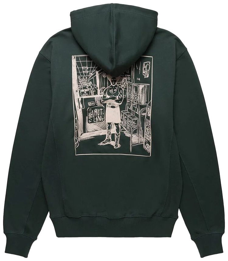 Helmut Lang Scribble Capsule Hoodie Evergreen