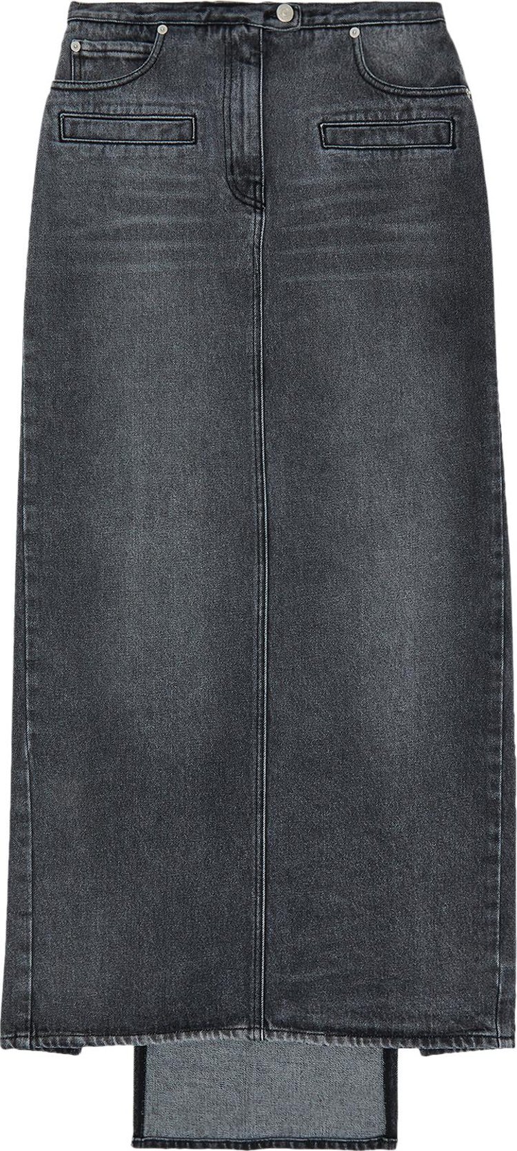 Courreges Heritage Denim Long Skirt Stonewashed Grey