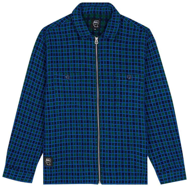 Brain Dead Check Mate Flannel Zip Shirt Navy