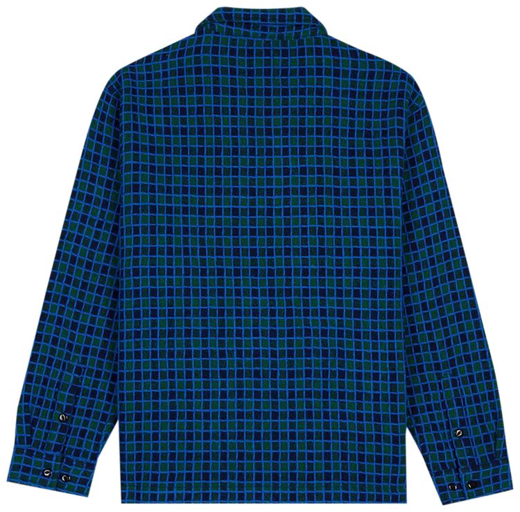Brain Dead Check Mate Flannel Zip Shirt Navy