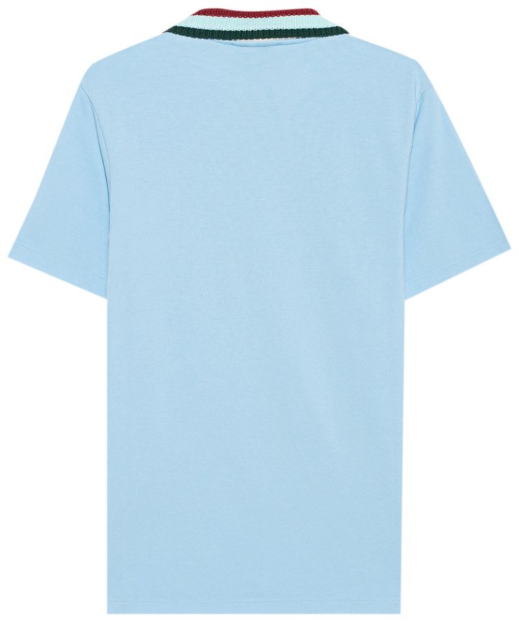 Casablanca Mint Stripe Knit Collar Polo Shirt Pale Blue