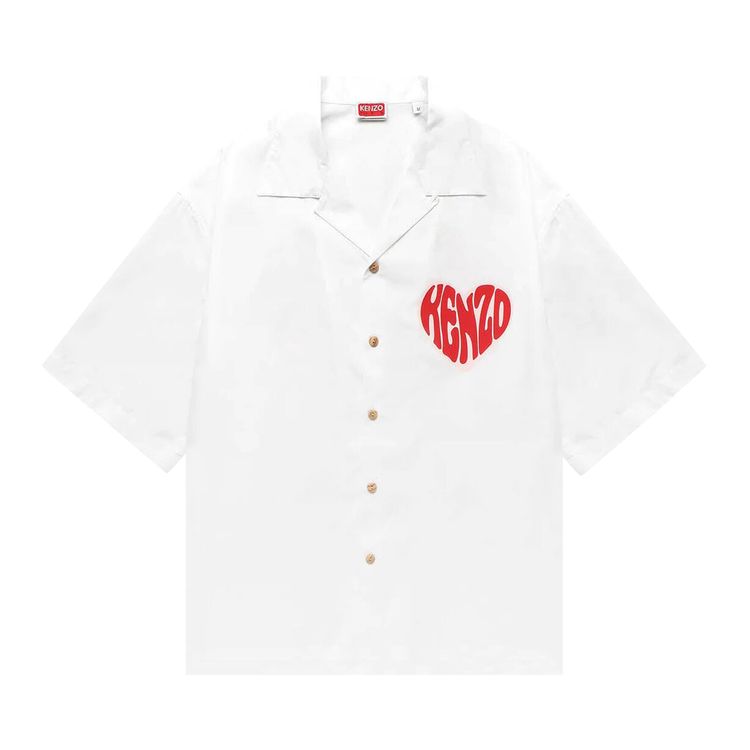 Kenzo Heart Hawaiian Shirt White