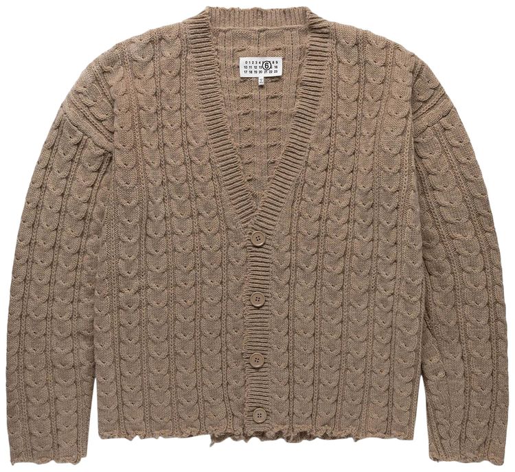 MM6 Maison Margiela Cable Knit Cardigan Beige