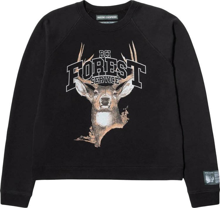 Reese Cooper Forest Service Deer Crewneck Sweatshirt 'Black'