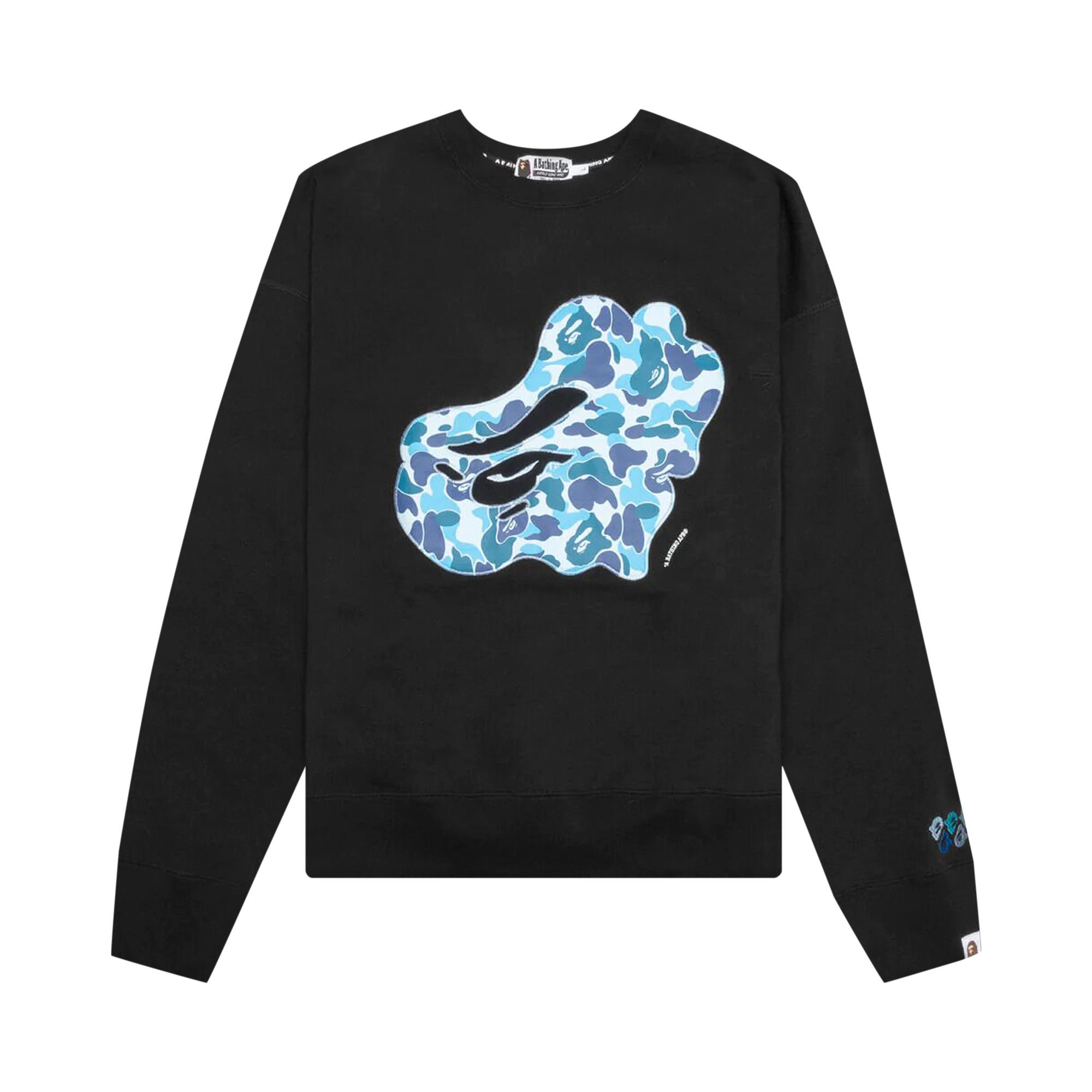 Buy BAPE ABC Camo Patch Relaxed Fit Crewneck 'Black' - 1J30