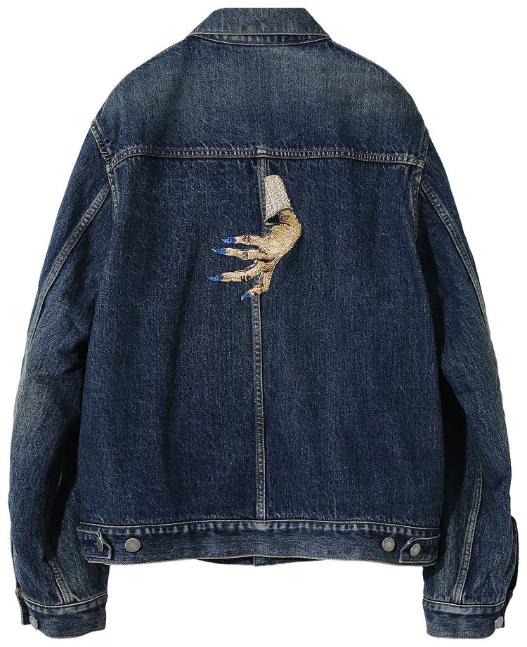 Undercover Bead Embroidered Denim Jacket Indigo
