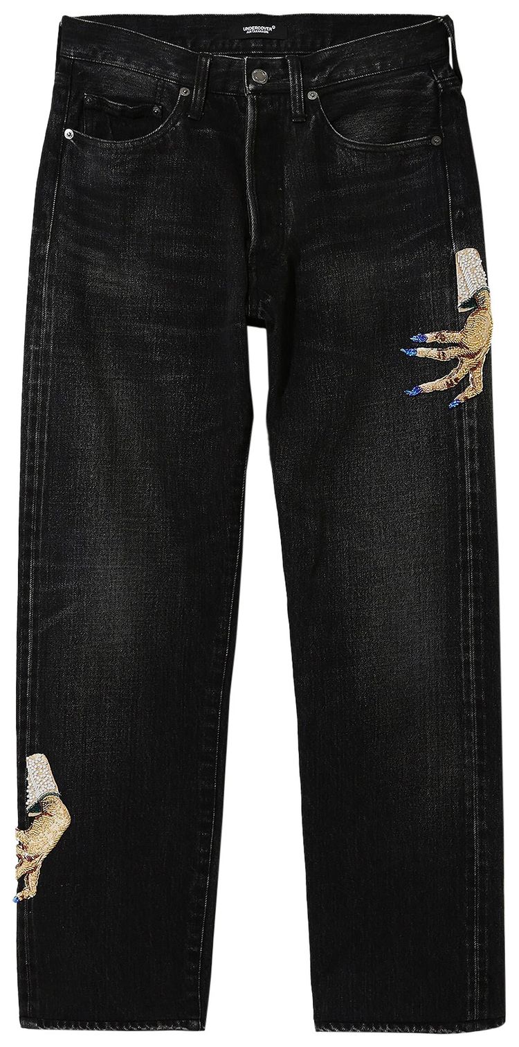 Undercover Color Beads Denim Pants Black