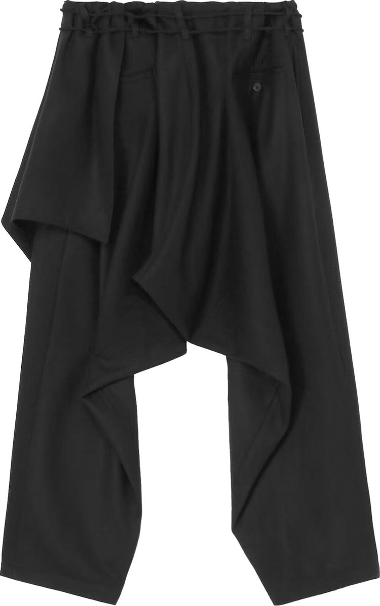 Yohji Yamamoto Pour Homme U Layered Draped Flannel Pants Black