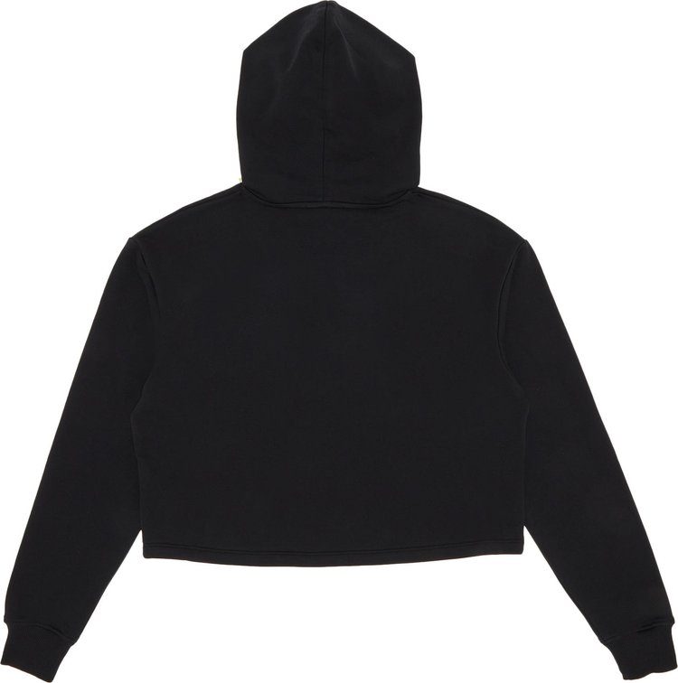 Balmain Flock Detail Cropped Hoodie BlackWhite