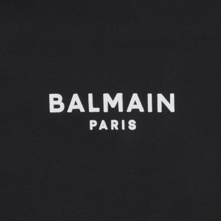 Balmain Flock Detail Cropped Hoodie BlackWhite