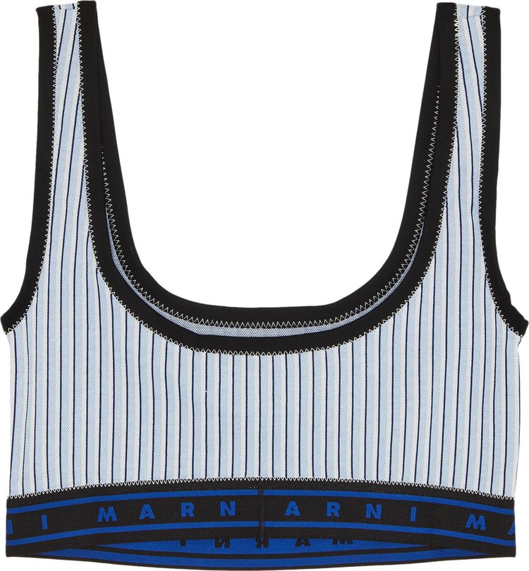 Marni Stripe Jersey Jacquard Top Vivid Blue