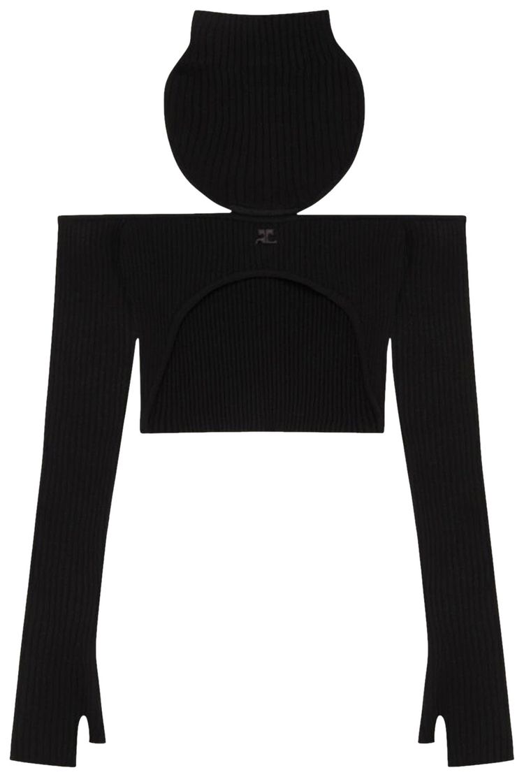 Courreges Hollistic Rib Knit Bra Black