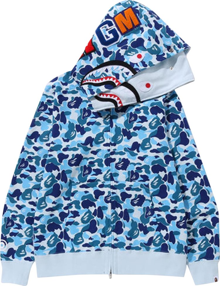 BAPE ABC Camo Double Shark Full Zip Hoodie Blue