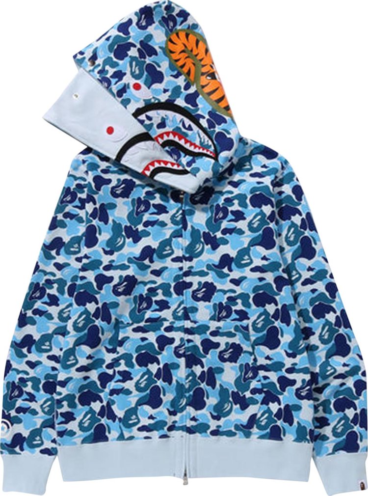 BAPE ABC Camo Double Shark Full Zip Hoodie Blue