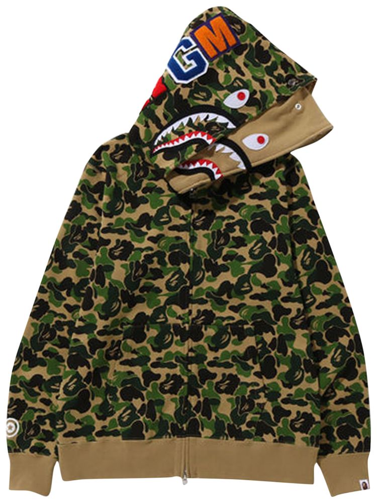 BAPE ABC Camo Double Shark Full Zip Hoodie Green