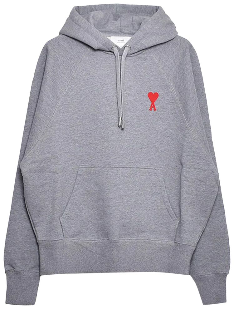 Ami Small A Heart Popover Hoodie Heather Grey