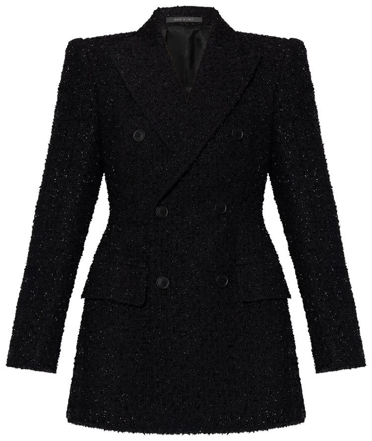 Balenciaga Hourglass Tweed Jacket Black