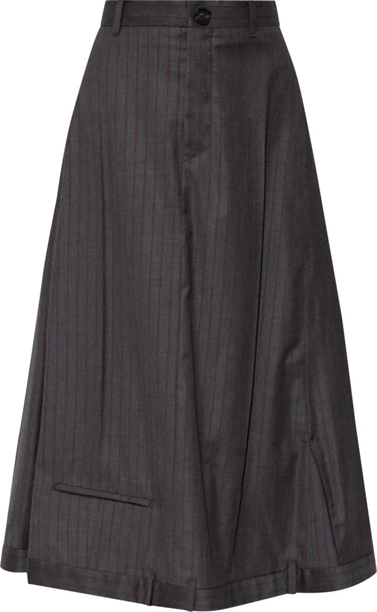 Balenciaga Striped Virgin Wool Skirt 'Grey/Red'
