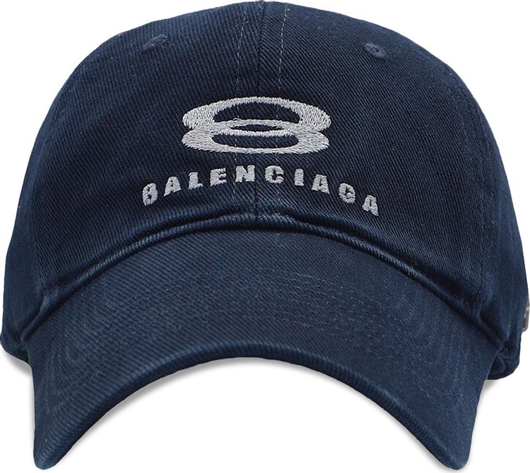Balenciaga Embroidered Logo Baseball Hat 'Marine Blue/Grey'