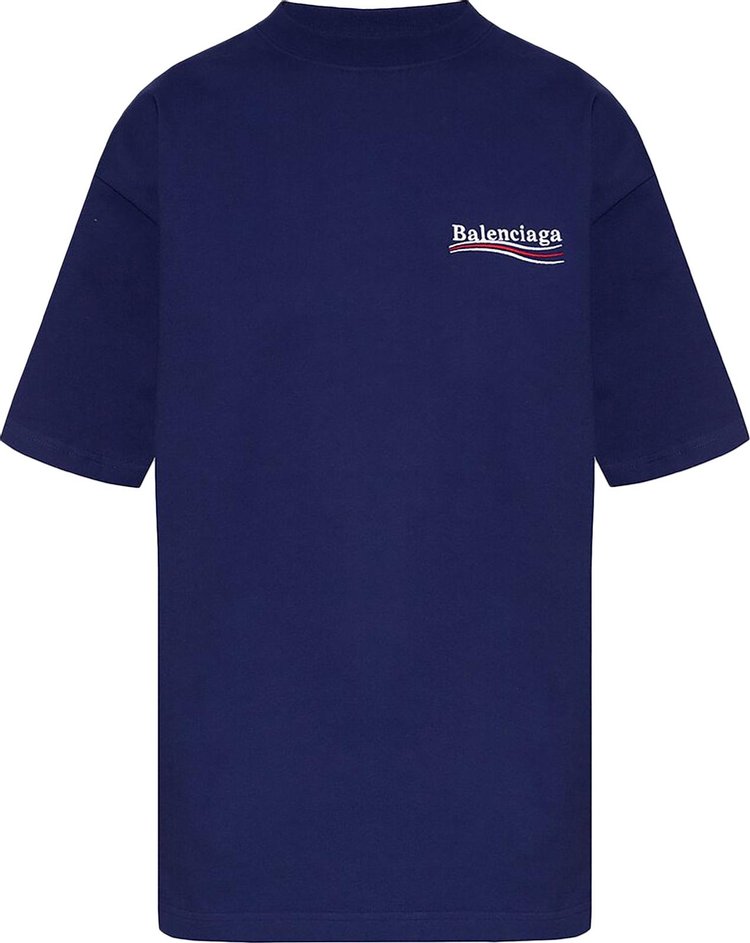 Balenciaga Blue Political Campaign Oversized T Shirt Pacific Blue