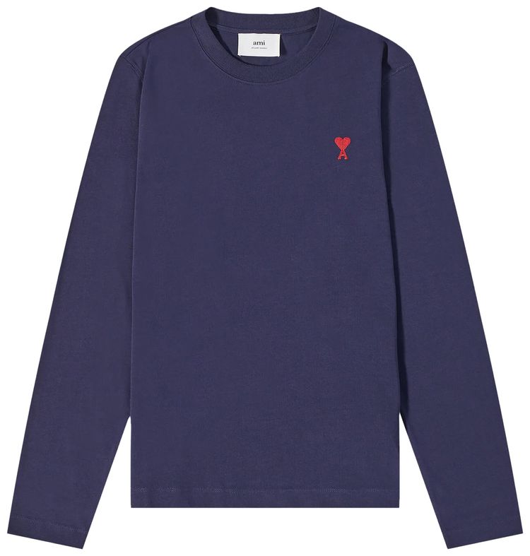 Ami Long Sleeve T Shirt Night Blue