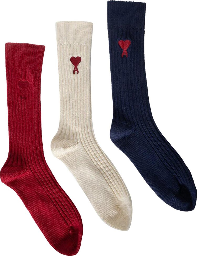 Ami Socks (3 Pack) 'Red/Off White/Night Blue'