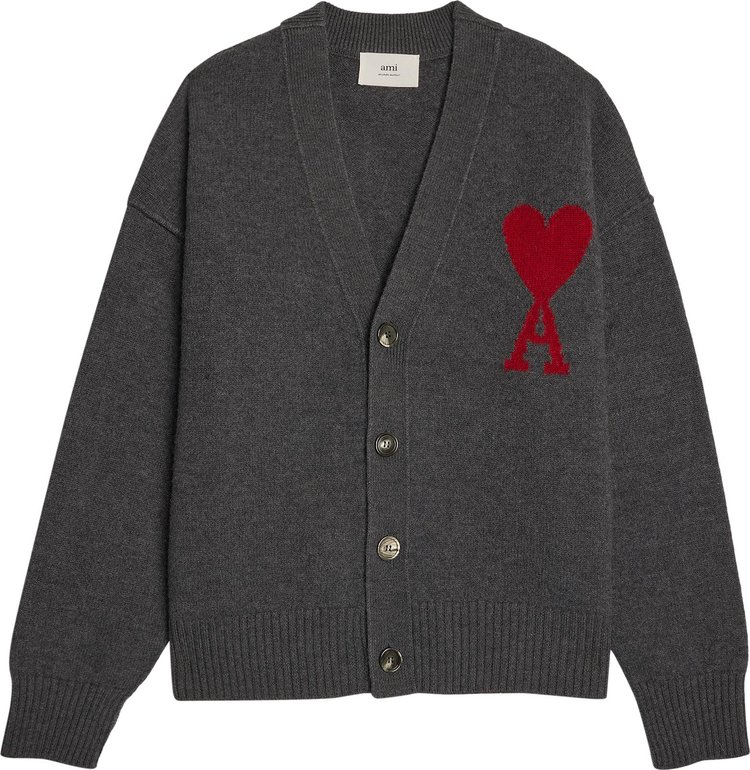 Ami Cardigan 'Grey/Red'