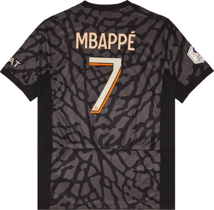 Paris Saint Germain x Jordan Third Stadium Mbappe Ligue 1 Print Jersey  Badges Black