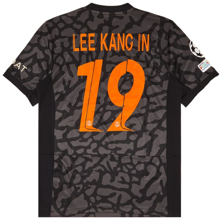Paris Saint Germain x Jordan Third Stadium Kang In Lee UCL Print Jersey  Badges Black