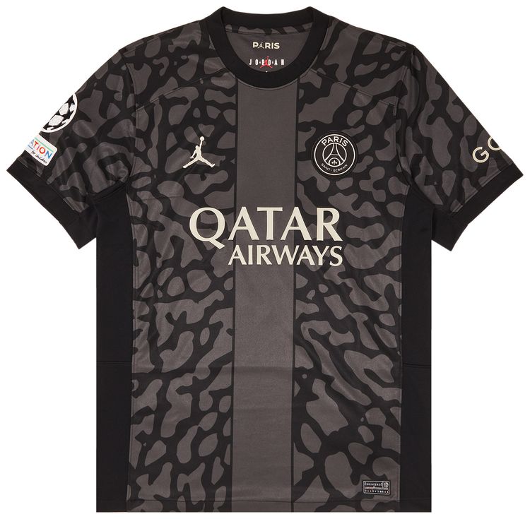 Paris Saint Germain x Jordan Third Stadium Kang In Lee UCL Print Jersey  Badges Black
