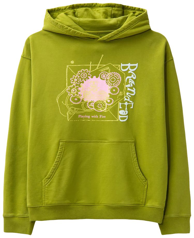Brain Dead Playing With Fire Hoodie Olive