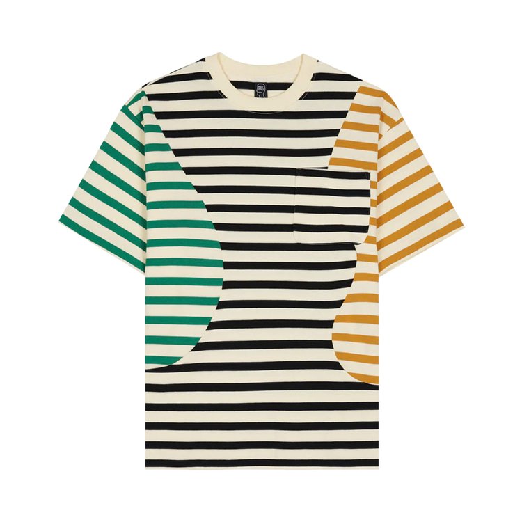 Brain Dead Organic Paneled Stripe Short-Sleeve Shirt 'Cream/Multicolor'