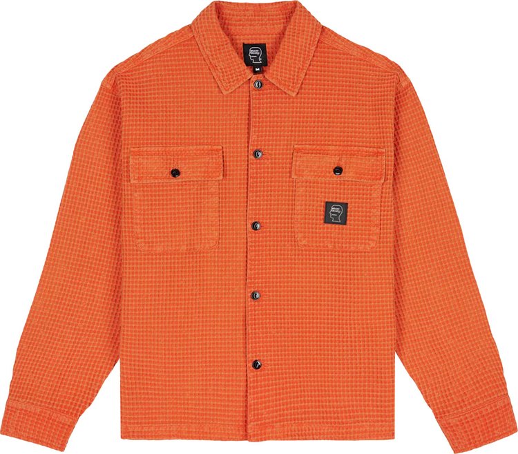 Brain Dead Waffle Button Front Shirt Terracotta